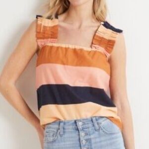 Roan + Ryan Striped button back Sleeveless Blouse, size XS